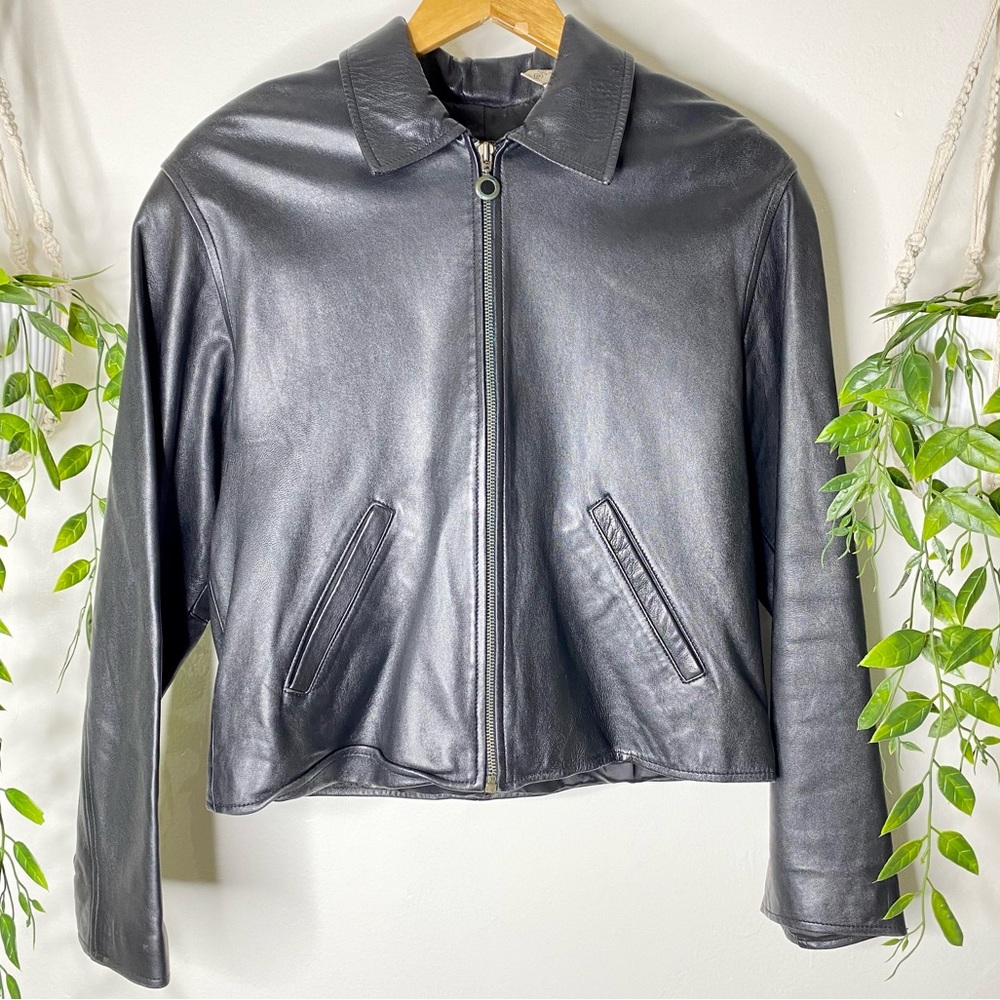 VTG 80's / 90's Genuine Leather Moto Biker Bomber Jacket